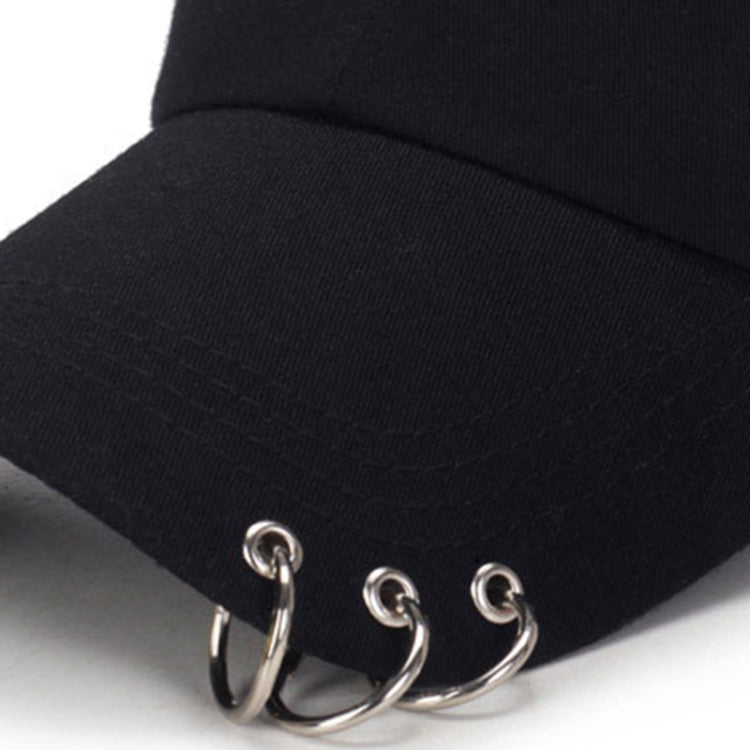 Unisex Casual Solid Color Adjustable Baseball Caps with Ring(Black) - Peaked Cap by PMC Jewellery | Online Shopping South Africa | PMC Jewellery