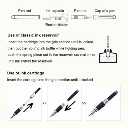 X750 Stationery Stainless Steel Fountain Pen Medium Nib Ink Pens School Oiifice Gift, Nib Size:1.1mm(Silver) - Fountain Pens by PMC Jewellery | Online Shopping South Africa | PMC Jewellery