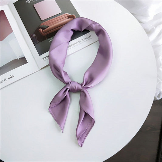 Soft Imitated Silk Fabric Solid Color Small Square Scarf Professional Silk Scarf for Women, Length: 70cm(Purple) - Scarf by PMC Jewellery | Online Shopping South Africa | PMC Jewellery