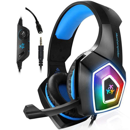 V1 3.5mm RGB Colorful Luminous Wire Control Gaming Headset, Cable Length: 2.2m(Black Blue) - Headset & Headphone by PMC Jewellery | Online Shopping South Africa | PMC Jewellery