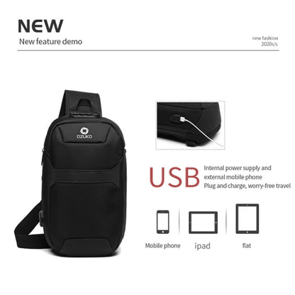 Ozuko 9270 Men Outdoor Anti-Theft Chest Bag Multifunctional Waterproof Messenger Bag with External USB Charging Port(Black) - Crossbody Bags by Ozuko | Online Shopping South Africa | PMC Jewellery