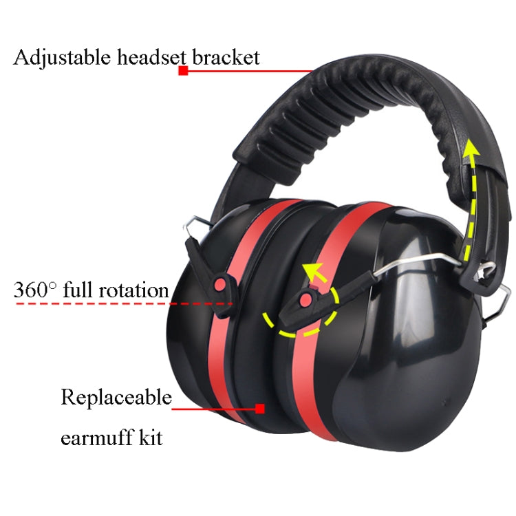 Soundproof Earmuffs Noise-Proof Sleep Earmuffs Industrial Protective Earmuffs Ear Caps(Red Black) - Earmuff & Pad by PMC Jewellery | Online Shopping South Africa | PMC Jewellery