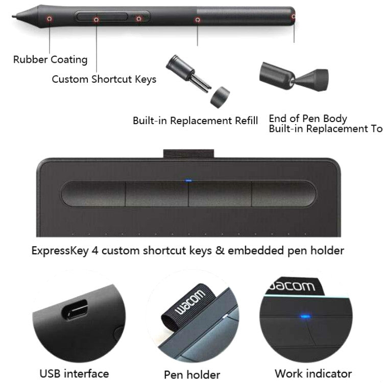 Wacom CTL-4100  Tablet Intuos Hand-Painted Board Computer Drawing Board Handwriting Board -  by PMC Jewellery | Online Shopping South Africa | PMC Jewellery