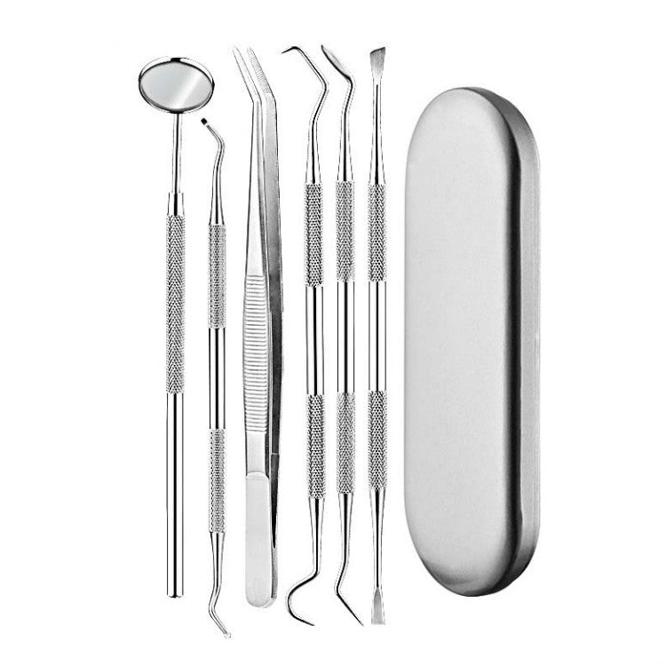 6 in 1 Silver Box Stainless Steel Dental Tools Dental Care Tartar Tool Dentist Tool Set - Dental Tools by PMC Jewellery | Online Shopping South Africa | PMC Jewellery