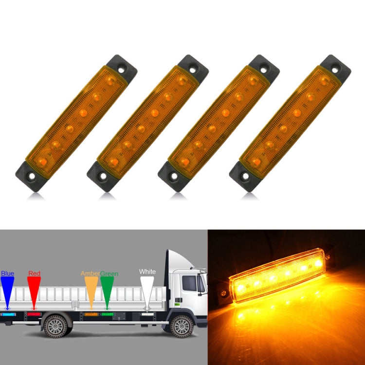 4 PCS 12V 6 SMD Auto Car Bus Truck Wagons External Side Marker Lights LED Trailer Indicator Light Rear Side Lamp(Amber) - Clearance Lights by PMC Jewellery | Online Shopping South Africa | PMC Jewellery