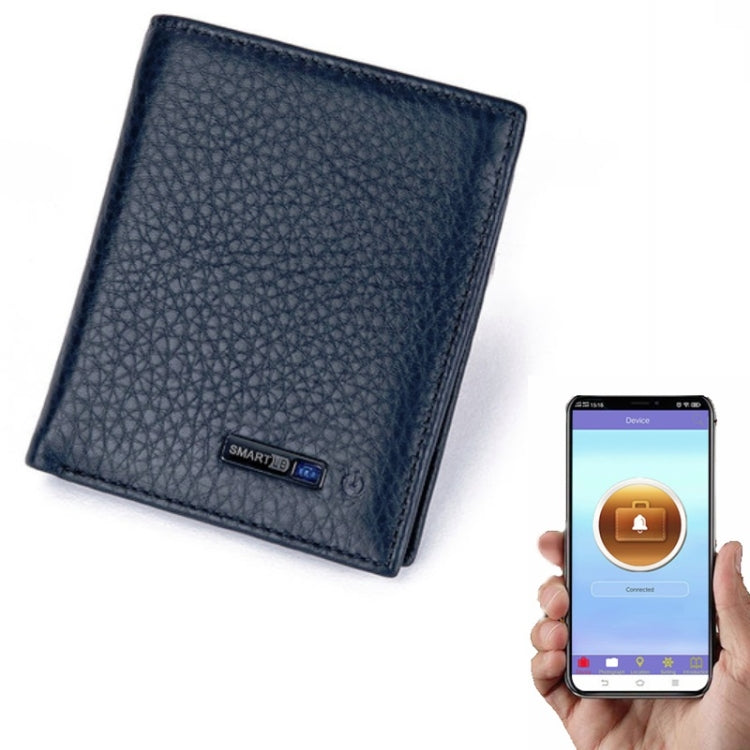 Vertical Wallet Smart Bluetooth Anti-Lost Anti-Theft Leather Bag, Style:Smart(Blue) - Antimagnetic RFID Package by PMC Jewellery | Online Shopping South Africa | PMC Jewellery | Buy Now Pay Later Mobicred