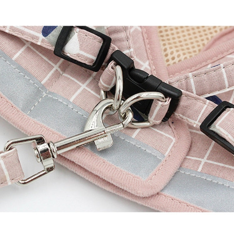 Reflective & Breathable Vest Traction Rope Pet Chest Leash, Size:XS(Pink Grid) - Leashes by PMC Jewellery | Online Shopping South Africa | PMC Jewellery