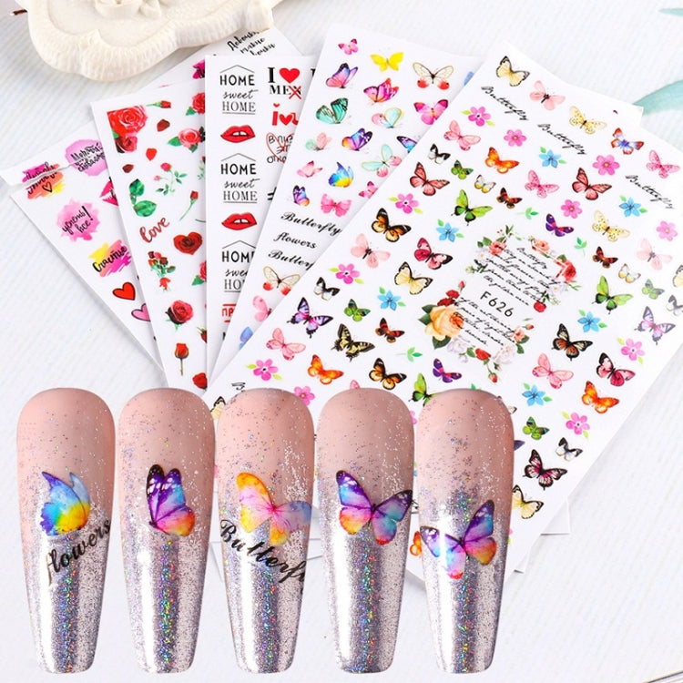 10pcs 3D Adhesive Butterfly Retro Rose Color Nail Art Sticker(F-673) - Nail Stickers by PMC Jewellery | Online Shopping South Africa | PMC Jewellery