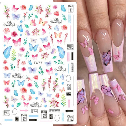 10pcs 3D Adhesive Butterfly Retro Rose Color Nail Art Sticker(F-676) - Nail Stickers by PMC Jewellery | Online Shopping South Africa | PMC Jewellery