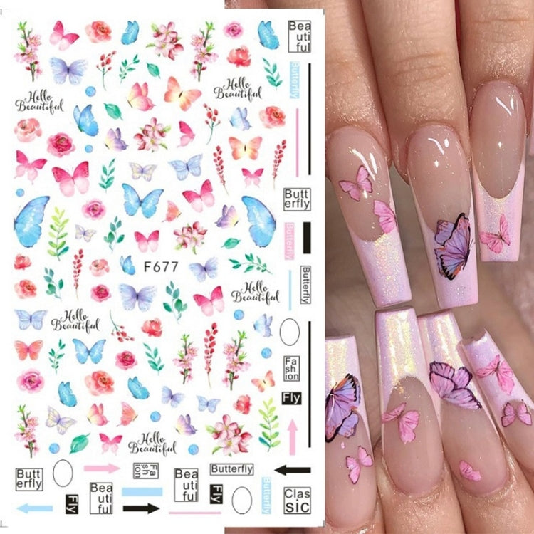 10pcs 3D Adhesive Butterfly Retro Rose Color Nail Art Sticker(F-667) - Nail Stickers by PMC Jewellery | Online Shopping South Africa | PMC Jewellery