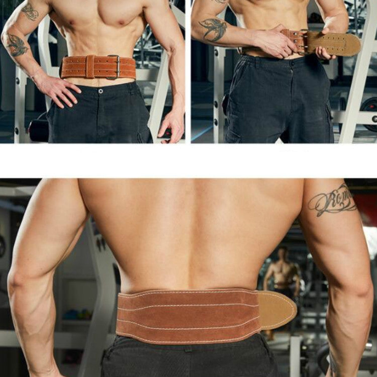 EADEN Cowhide Fitness Waist Protective Belt Squat Weightlifting Waist Support, Size:L(Brown) - Sports Safety by PMC Jewellery | Online Shopping South Africa | PMC Jewellery