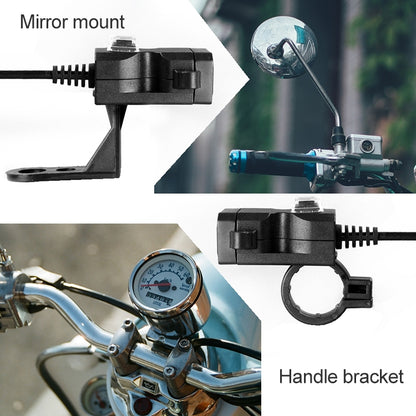 Dual USB Port 12V Waterproof Motorbike Motorcycle Handlebar Charger 5V 1A/2.1A Adapter Power Supply Socket for Phone Mobile - Electrical System by PMC Jewellery | Online Shopping South Africa | PMC Jewellery