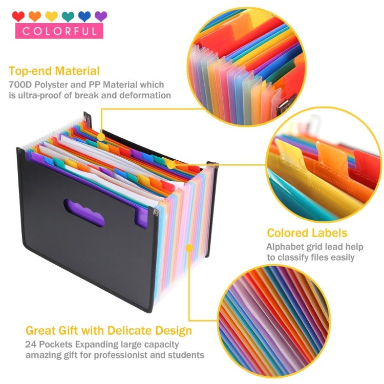 Organ Expanding Colored File Folder A4 Organizer Portable Business Office Supplies, Size: 33x23.5cm, Size:24 Pockets - File Folder by PMC Jewellery | Online Shopping South Africa | PMC Jewellery