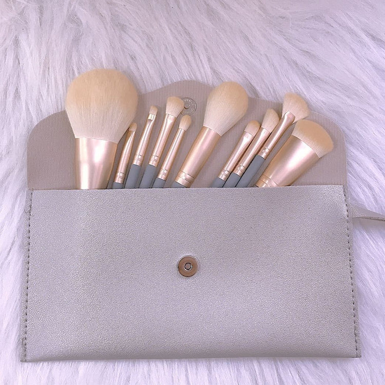 10 PCS / Set Makeup Brush Corn Silk Fiber Hair Loose Powder Brush Face And Eye Makeup Brush, Style:With Silver Bag - Makeup Brushes by PMC Jewellery | Online Shopping South Africa | PMC Jewellery