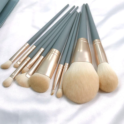 10 PCS / Set Makeup Brush Corn Silk Fiber Hair Loose Powder Brush Face And Eye Makeup Brush, Style:With Pink Zipper Bag - Makeup Brushes by PMC Jewellery | Online Shopping South Africa | PMC Jewellery