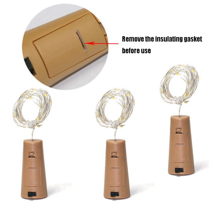 10 PCS LED Wine Bottle Cork Copper Wire String Light IP44 Waterproof Holiday Decoration Lamp, Style:2m 20LEDs(Four Colors Light) - Holiday Lights by PMC Jewellery | Online Shopping South Africa | PMC Jewellery