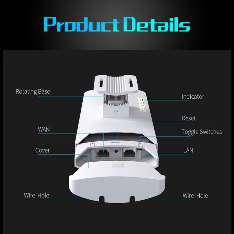 1 Pair COMFAST CF-E113A 3KM 300Mbps 5.8 Ghz High-Power Outdoor Engineering CPE Matching Bridge Set, US/EU Plug - Network Hardware by COMFAST | Online Shopping South Africa | PMC Jewellery