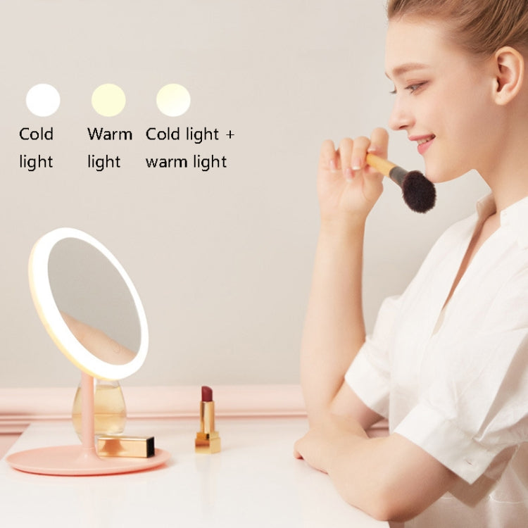 Make-Up Mirror With LED Light Fill Light Dormitory Desktop Dressing Small Mirror Girl Folding And Portable Mirror, Colour: Pink Rechargeable Single Light - Mirror by PMC Jewellery | Online Shopping South Africa | PMC Jewellery