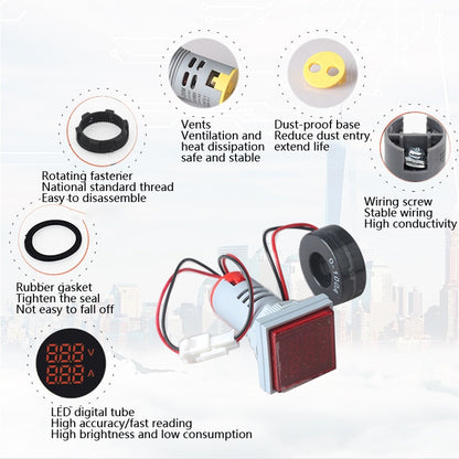 AD16-22FVA Square Signal Indicator Type Mini Digital Display AC Voltage And Current Meter(White) - Current & Voltage Tester by PMC Jewellery | Online Shopping South Africa | PMC Jewellery