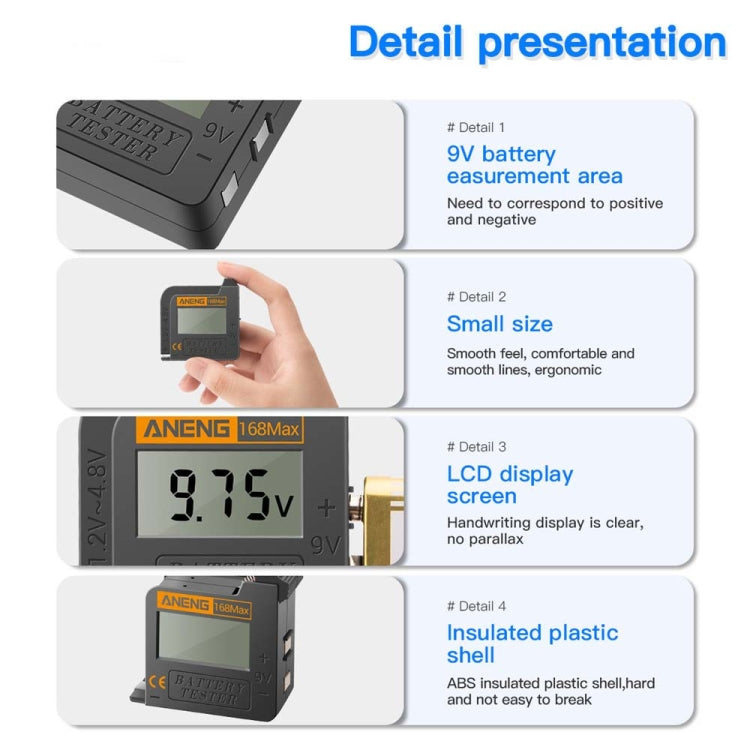 2 PCS ANENG 168MAX Portable Battery Tester High-Precision Battery Power Tester Battery Capacity Tester - Battery & Resistance Tester by ANENG | Online Shopping South Africa | PMC Jewellery