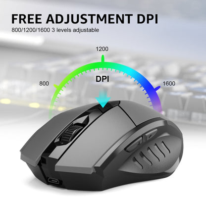 Inphic PM6 6 Keys 1000/1200/1600 DPI Home Gaming Wireless Mechanical Mouse, Colour: Gray Wireless Charging Silent Version - Wireless Mice by Inphic | Online Shopping South Africa | PMC Jewellery