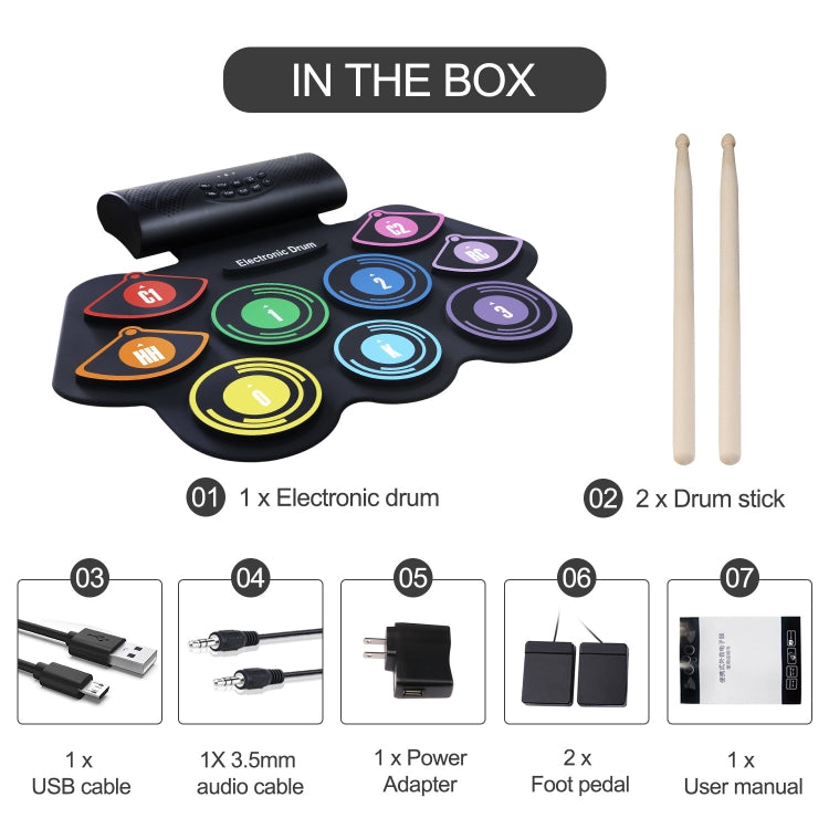 Hand-Rolled Drum Set Color Electronic Drum Lithium Battery Rechargeable Silicone Drum Set - Percussion Instruments by PMC Jewellery | Online Shopping South Africa | PMC Jewellery