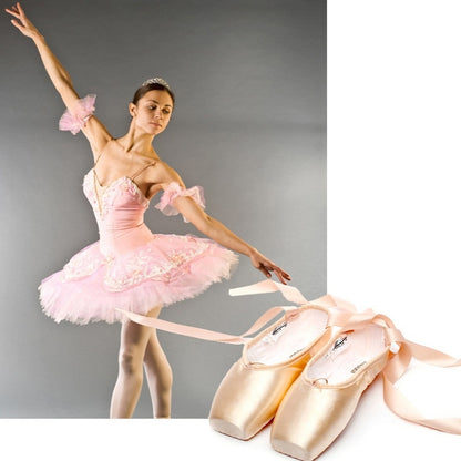 Ballet Lace Pointe Shoes Professional Flat Dance Shoes, Size: 38(Satin + Silicone Case) - Yoga Socks & Shoes by PMC Jewellery | Online Shopping South Africa | PMC Jewellery