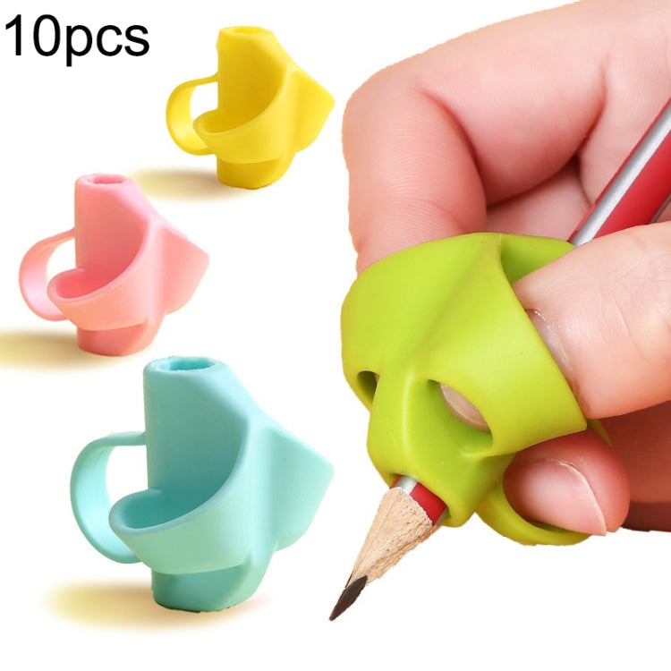 10pcs Children Calligraphy Posture Correction Grip Pen Tool Silicone Three-Finger Pencil Case, Random Colour Delivery - Corrector by PMC Jewellery | Online Shopping South Africa | PMC Jewellery