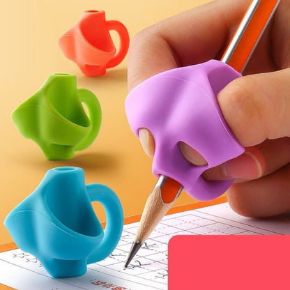 10pcs Children Calligraphy Posture Correction Grip Pen Tool Silicone Three-Finger Pencil Case, Random Colour Delivery - Corrector by PMC Jewellery | Online Shopping South Africa | PMC Jewellery