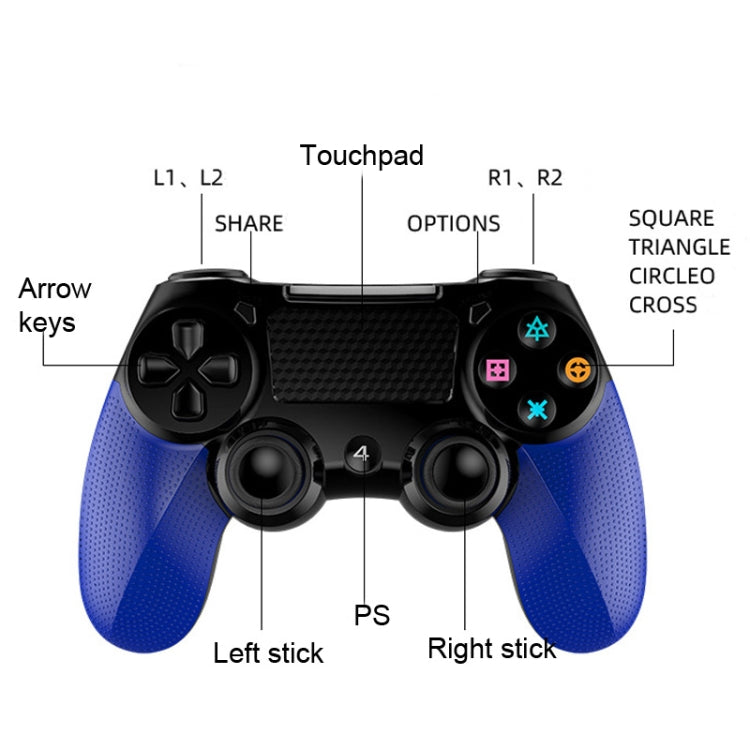 2 PCS Bluetooth Wireless Gamepad Touch Screen With Light Audio Dual Vibration Controller For PS4(Blue) - Gamepads by PMC Jewellery | Online Shopping South Africa | PMC Jewellery