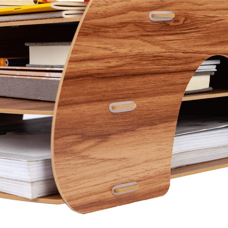Office Supplies Curved Desktop A4 Storage Box Wooden File Rack Data Rack Shelf(Oak) - Shelf & Hooks by PMC Jewellery | Online Shopping South Africa | PMC Jewellery