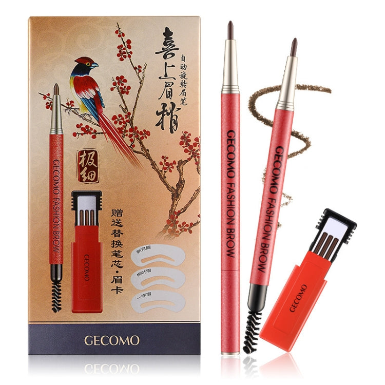 GECOMO 2 Set Automatic Rotation Double-Headed Eyebrow Pencil With Eyebrow Card And Replacement Refills Waterproof And Non-Smudged(3 Light Brown) - Eyes by PMC Jewellery | Online Shopping South Africa | PMC Jewellery