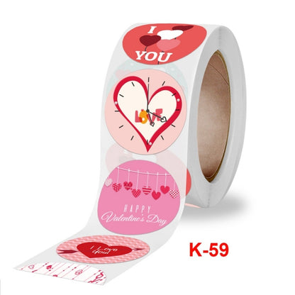 5 PCS Olled Round Valentines Day Heart Gift Decoration Sticker Label(2.5cm / 1inch) - Sticker & Tags by PMC Jewellery | Online Shopping South Africa | PMC Jewellery