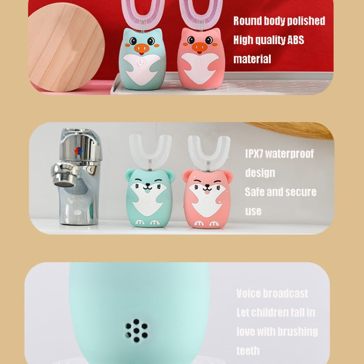 JY968 Children Automatic Intelligent Ultrasonic Voice Broadcast Mouth U-Shaped Electric Toothbrush, Product specifications: Cat 2-6 years old(Pink) - Toothbrushes by PMC Jewellery | Online Shopping South Africa | PMC Jewellery