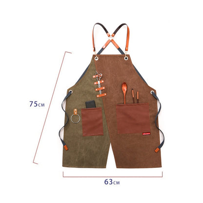 Denim Apron Barber Milk Tea Shop Waiter Overalls(Green-yellow Hook Strap) - Aprons & Caps by PMC Jewellery | Online Shopping South Africa | PMC Jewellery