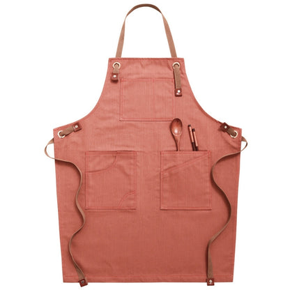 Household Denim Apron Barista Floral Tea Shop Barber Work Clothes, Specification: for Children 47cm(Brick Color) - Aprons & Caps by PMC Jewellery | Online Shopping South Africa | PMC Jewellery