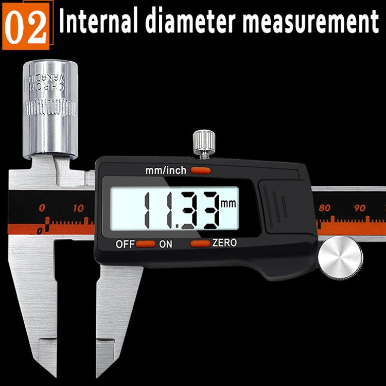 0-150mm Plastic Meter Stainless Steel Body Digital Display Electronic High-Precision Vernier Caliper, Specification: 2 Units of mm/inch - Measuring Tools by PMC Jewellery | Online Shopping South Africa | PMC Jewellery