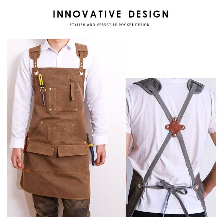 Canvas Apron Barber Roasting Cafe Gardening Woodworking Men And Women Canvas Work Clothes, Specification: Adult Models(Gray) - Aprons & Caps by PMC Jewellery | Online Shopping South Africa | PMC Jewellery