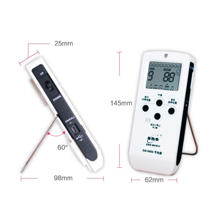 ENO EM-988A Electronic Vocal Rechargeable Metronome For Piano/Guitar/Drum/Guzheng/Violin(Pink) - Stringed Instruments by PMC Jewellery | Online Shopping South Africa | PMC Jewellery