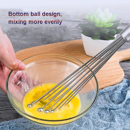 2 PCS Manual Whisk Stainless Steel Glass Bead Egg Whisk Kitchen Household Hand-Held Baking Tools Type B 10 Inch - Stirrer & Squeezer by PMC Jewellery | Online Shopping South Africa | PMC Jewellery