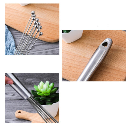 2 PCS Manual Whisk Stainless Steel Glass Bead Egg Whisk Kitchen Household Hand-Held Baking Tools  Type C 12 inch - Stirrer & Squeezer by PMC Jewellery | Online Shopping South Africa | PMC Jewellery