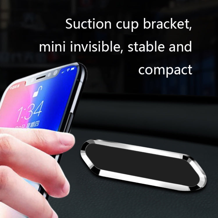 F601 4 PCS One Word Long Magnet Car Bracket Car Navigation Lazy Magnetic Metal Bracket(Rounded Silver) - Car Holders by PMC Jewellery | Online Shopping South Africa | PMC Jewellery