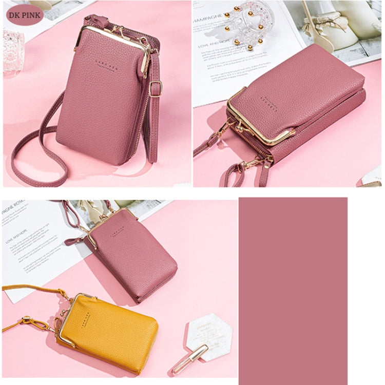 H2107 Ladies Mobile Phone Bag Shoulder Messenger Bag Pebbled Zipper Wallet(Pink) - Single-shoulder Bags by PMC Jewellery | Online Shopping South Africa | PMC Jewellery