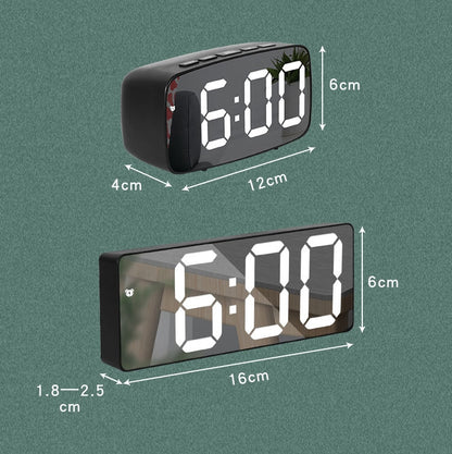 Mirror Bedside Alarm Clock Battery Plug-In Dual-Purpose LED Clock, Colour: Rectangle Black Shell (Black Surface green light) - Alarm Clocks by PMC Jewellery | Online Shopping South Africa | PMC Jewellery