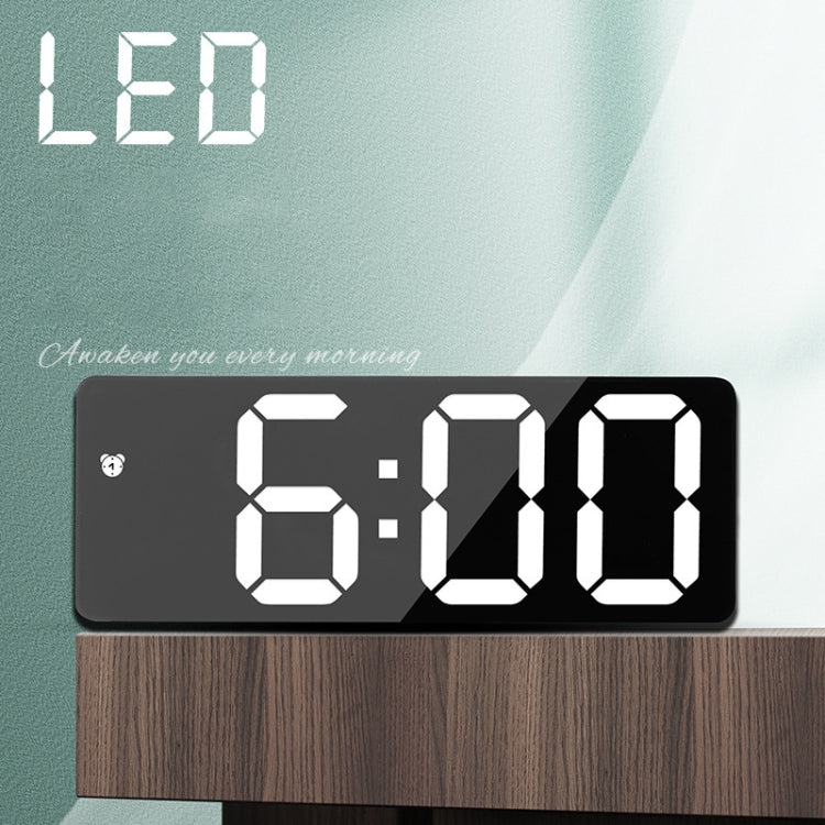 Mirror Bedside Alarm Clock Battery Plug-In Dual-Purpose LED Clock, Colour: Arc-shaped White Shell (Mirror White Light) - Alarm Clocks by PMC Jewellery | Online Shopping South Africa | PMC Jewellery