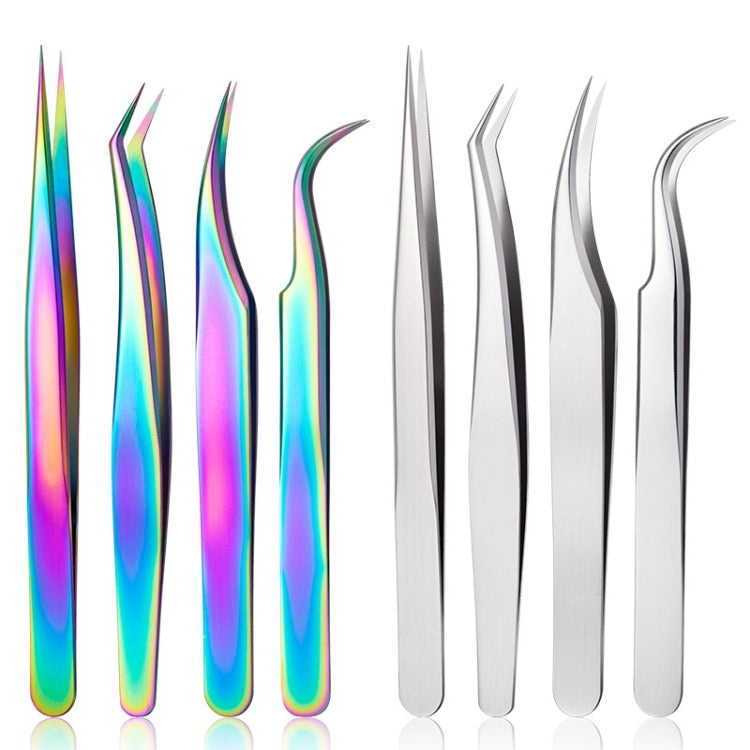 Nail Art Eyelash Tweezers Stainless Steel Colorful High Precision Grafting Eyelash Curler, Specification:  3 PCS Mirror Light Feather Clip - Tools by PMC Jewellery | Online Shopping South Africa | PMC Jewellery