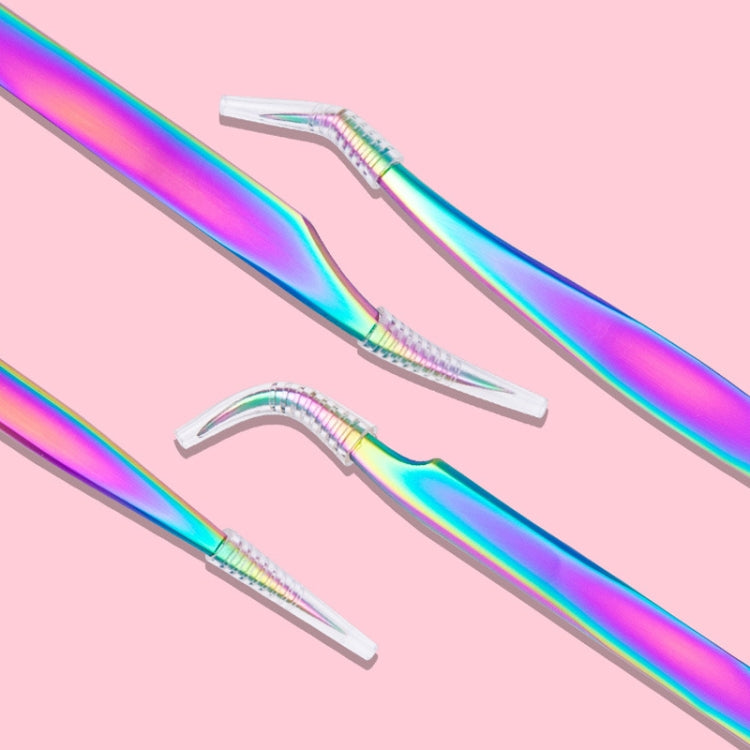 Nail Art Eyelash Tweezers Stainless Steel Colorful High Precision Grafting Eyelash Curler, Specification: 3 PCS Titanium Feather Clip - Tools by PMC Jewellery | Online Shopping South Africa | PMC Jewellery