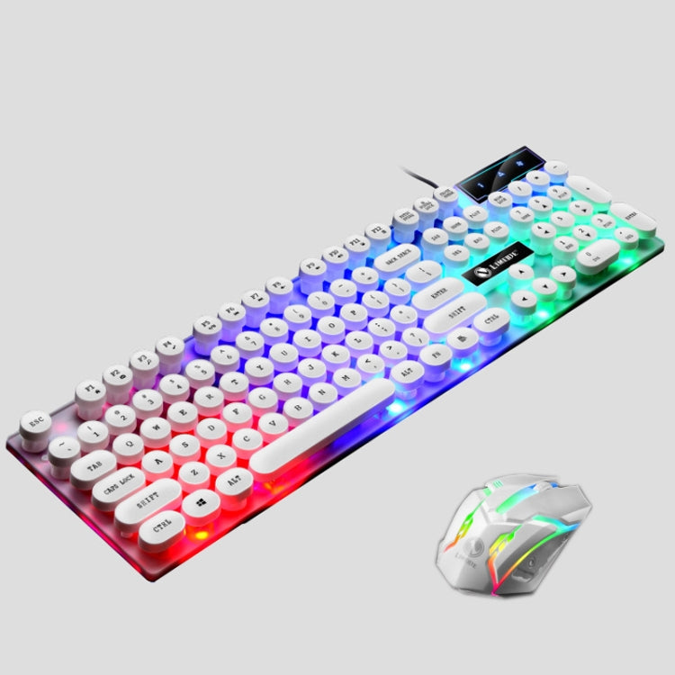 LIMEIDE GTX300 104 Keys Retro Round Key Cap USB Wired Mouse Keyboard, Cable Length: 1.4m, Colour: Punk Set White - Wired Keyboard by LIMEIDE | Online Shopping South Africa | PMC Jewellery