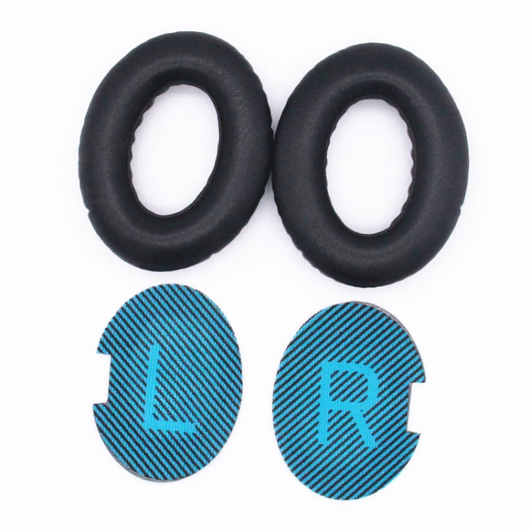 2 PCS Headset Lambskin Sponge Cover Earmuffs For Bose QC25 / QC15 / QC2 / QC35 / AE2i(Black+Blue) - Earmuff & Pad by PMC Jewellery | Online Shopping South Africa | PMC Jewellery