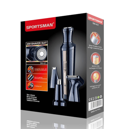 Sportsman SM-421 4 In 1 Electric Mini Shaving Lettering Hair Knife Nose Hair Cutting EU Plug(Gray) - Electric Shavers by SPORTSMAN | Online Shopping South Africa | PMC Jewellery